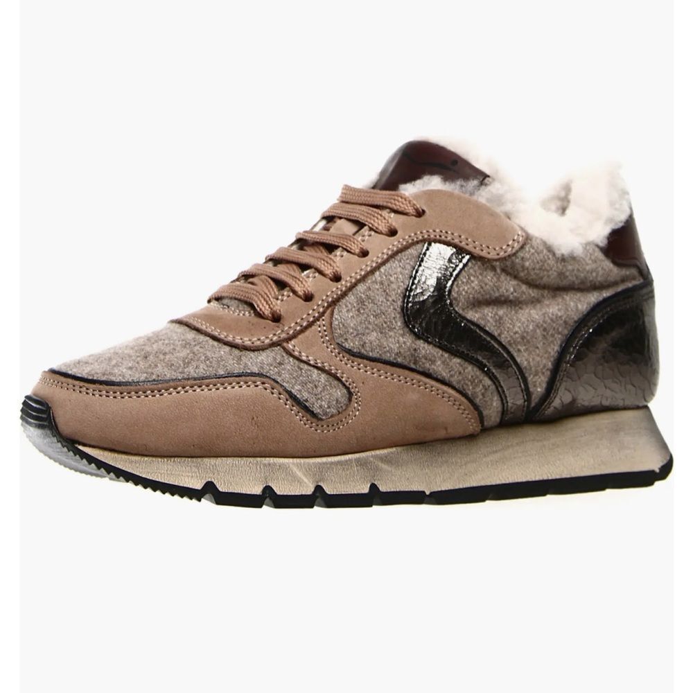 Voile Blanche Julia Genuine Shearling & Suede Sneakers
